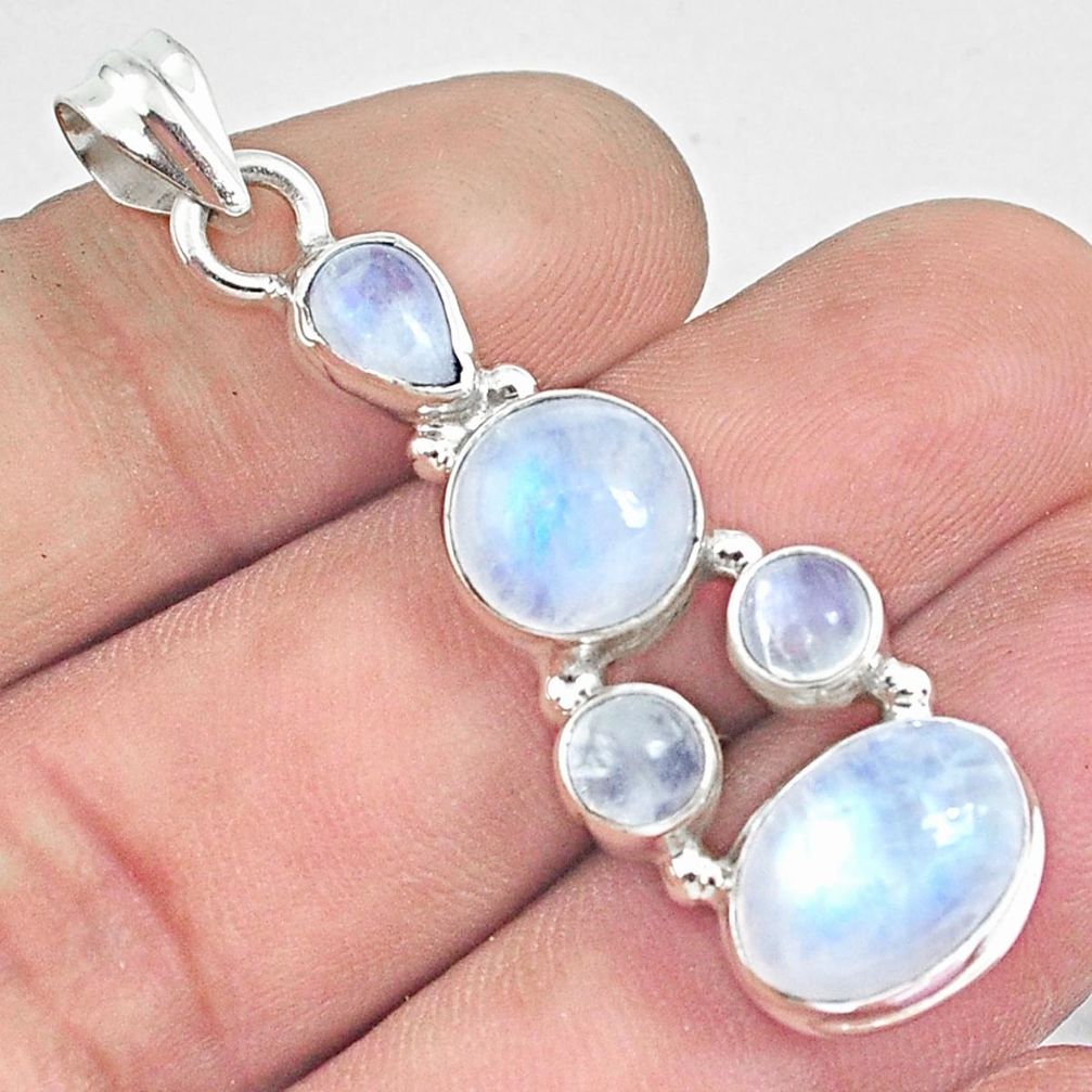 10.85cts natural rainbow moonstone 925 sterling silver pendant jewelry p33741