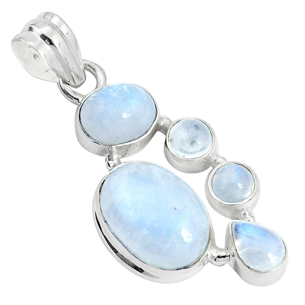 11.89cts natural rainbow moonstone 925 sterling silver pendant jewelry p33980