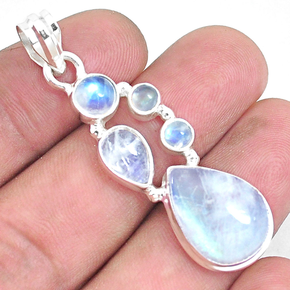 14.94cts natural rainbow moonstone 925 sterling silver pendant jewelry p39849