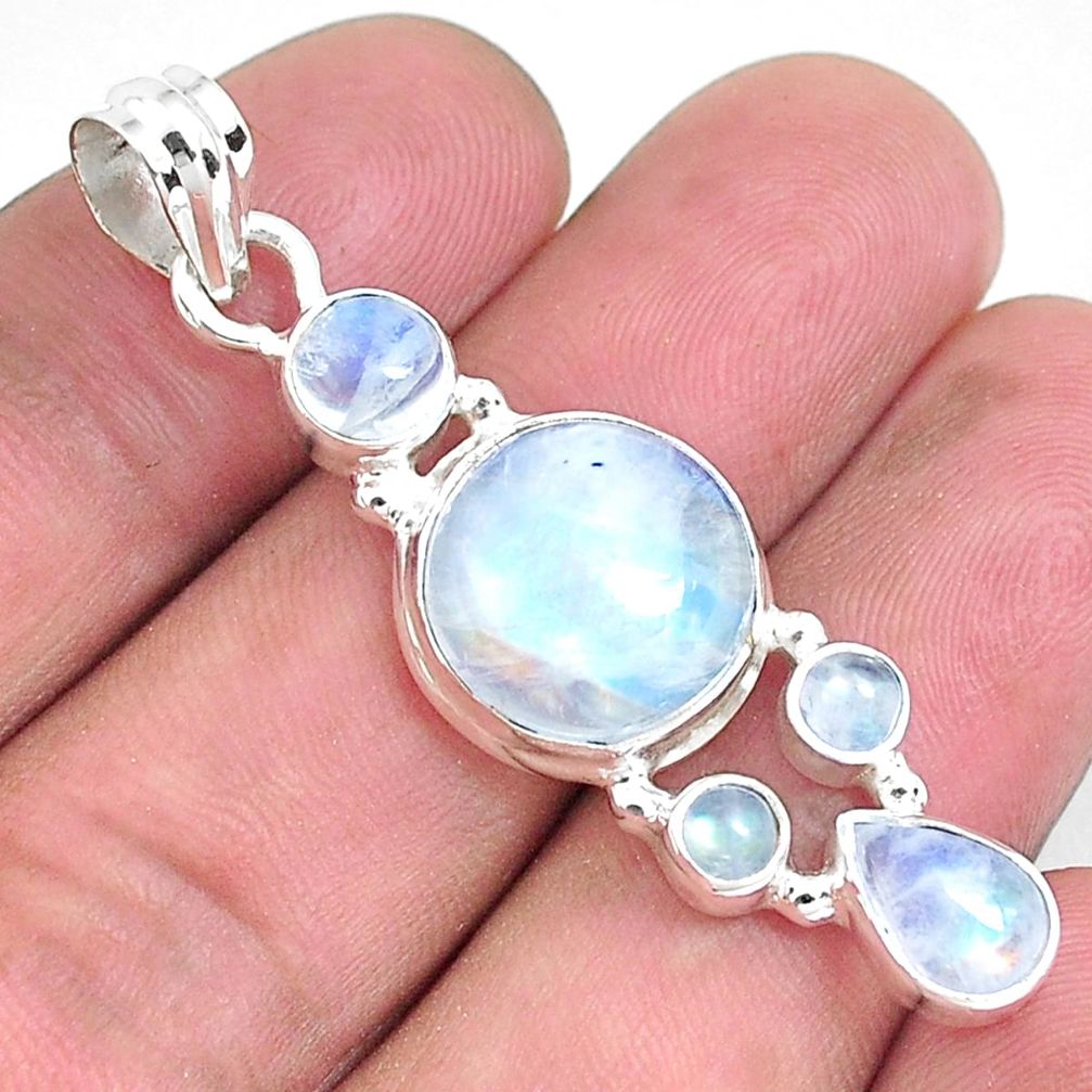 14.50cts natural rainbow moonstone 925 sterling silver pendant jewelry p39853