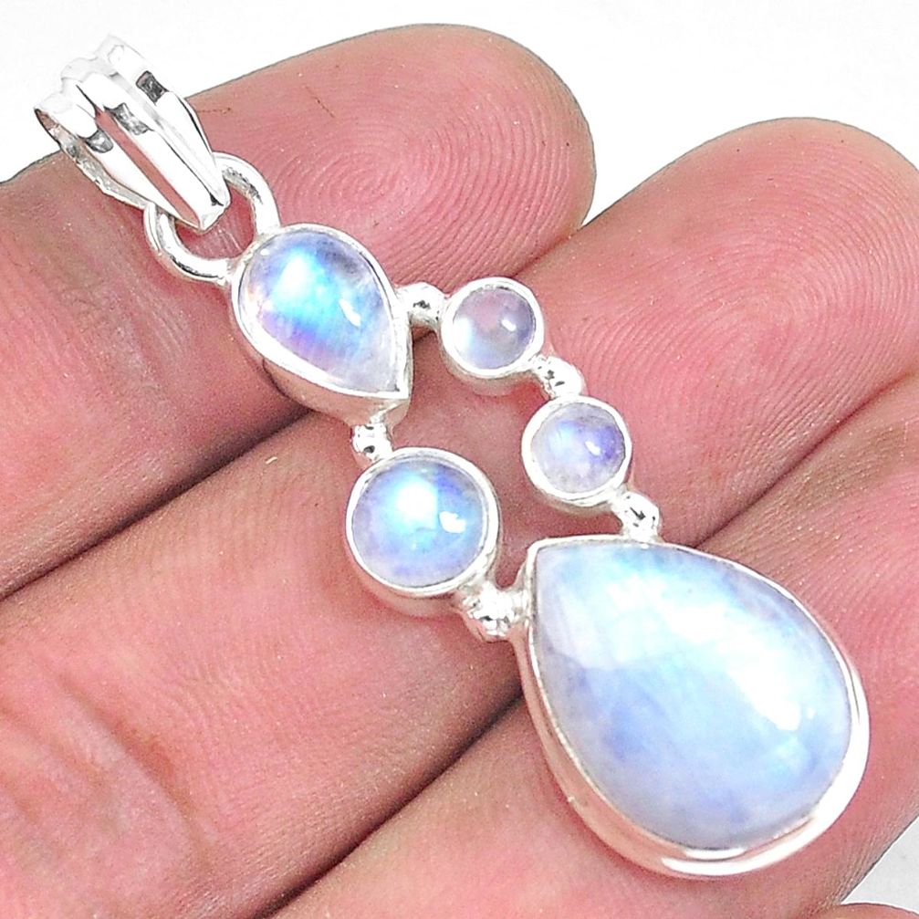 15.14cts natural rainbow moonstone 925 sterling silver pendant jewelry p39861