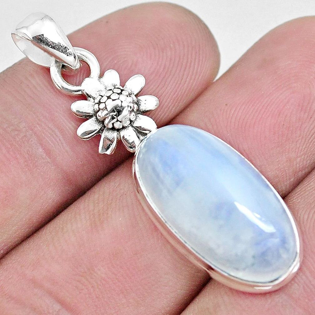 8.22cts natural rainbow moonstone 925 sterling silver pendant jewelry p41920