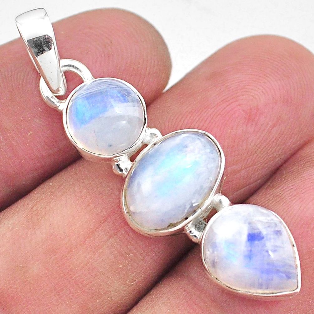 10.78cts natural rainbow moonstone 925 sterling silver pendant jewelry p85845