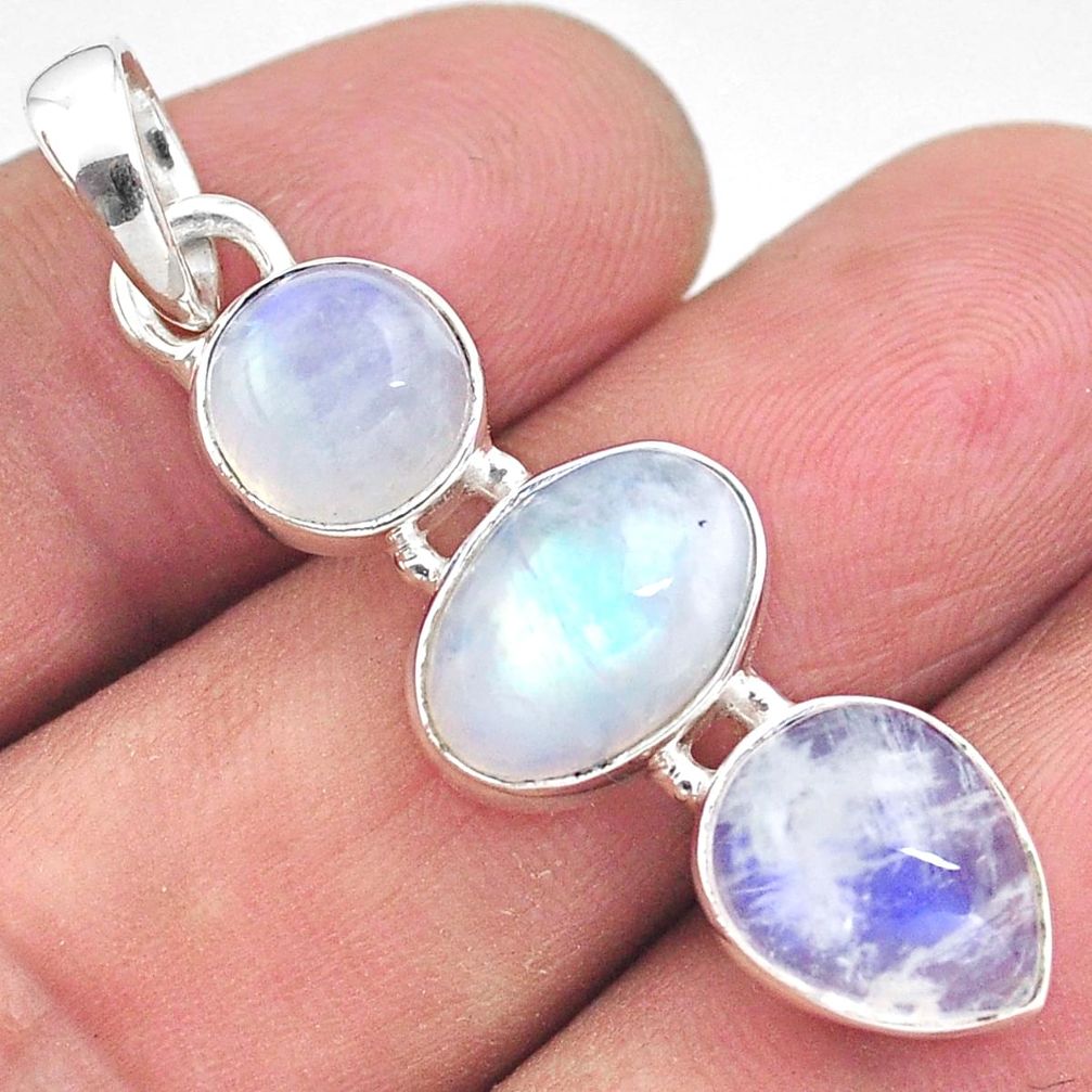 10.31cts natural rainbow moonstone 925 sterling silver pendant jewelry p85848