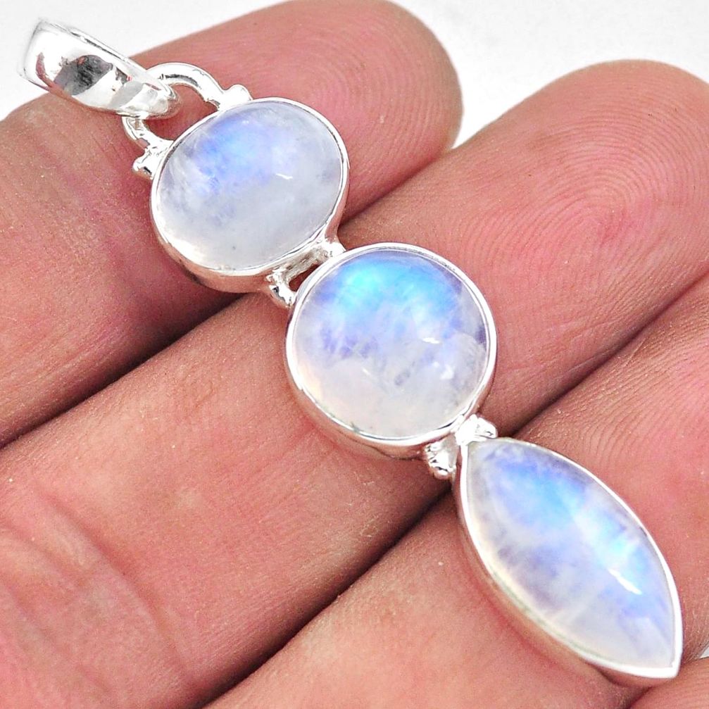 13.77cts natural rainbow moonstone 925 sterling silver pendant jewelry p85882