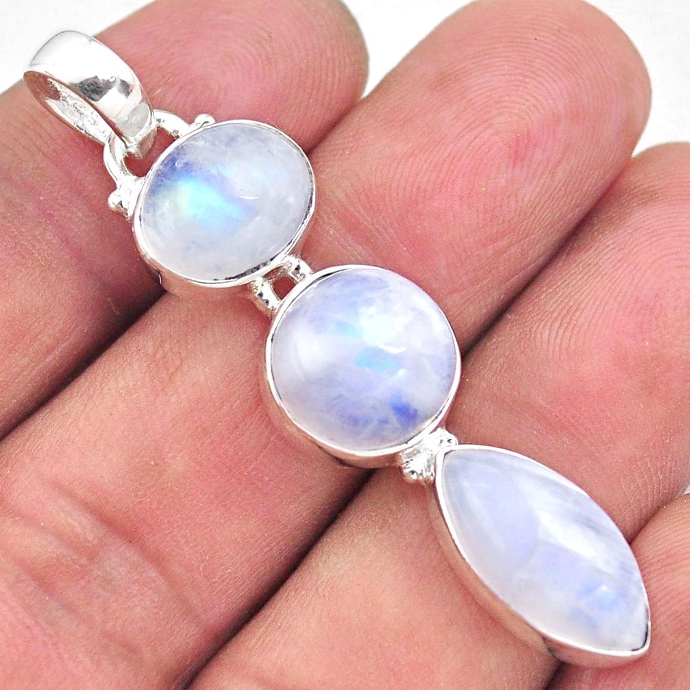 15.16cts natural rainbow moonstone 925 sterling silver pendant jewelry p85897
