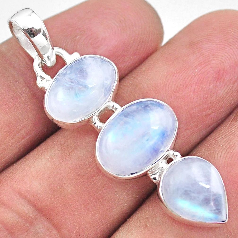 12.96cts natural rainbow moonstone 925 sterling silver pendant jewelry p85902