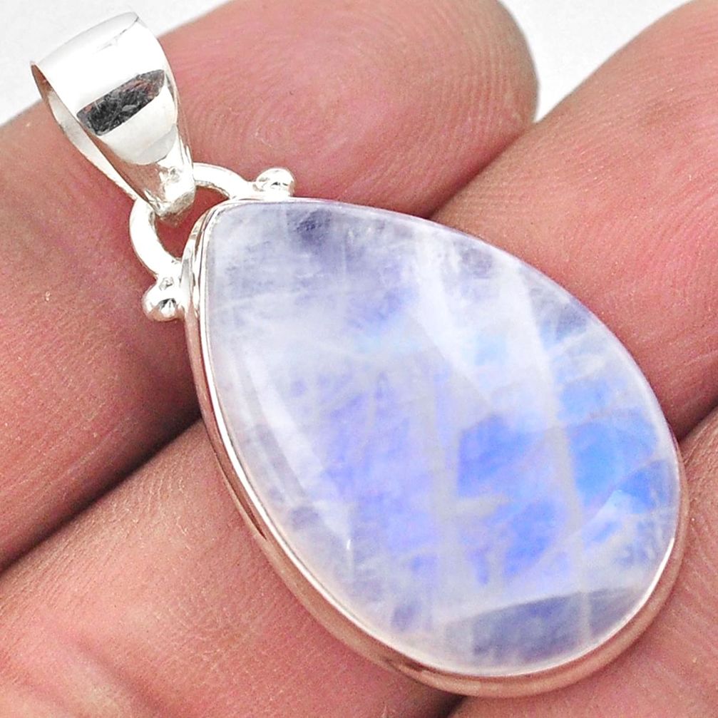 19.66cts natural rainbow moonstone 925 sterling silver pendant jewelry p86382