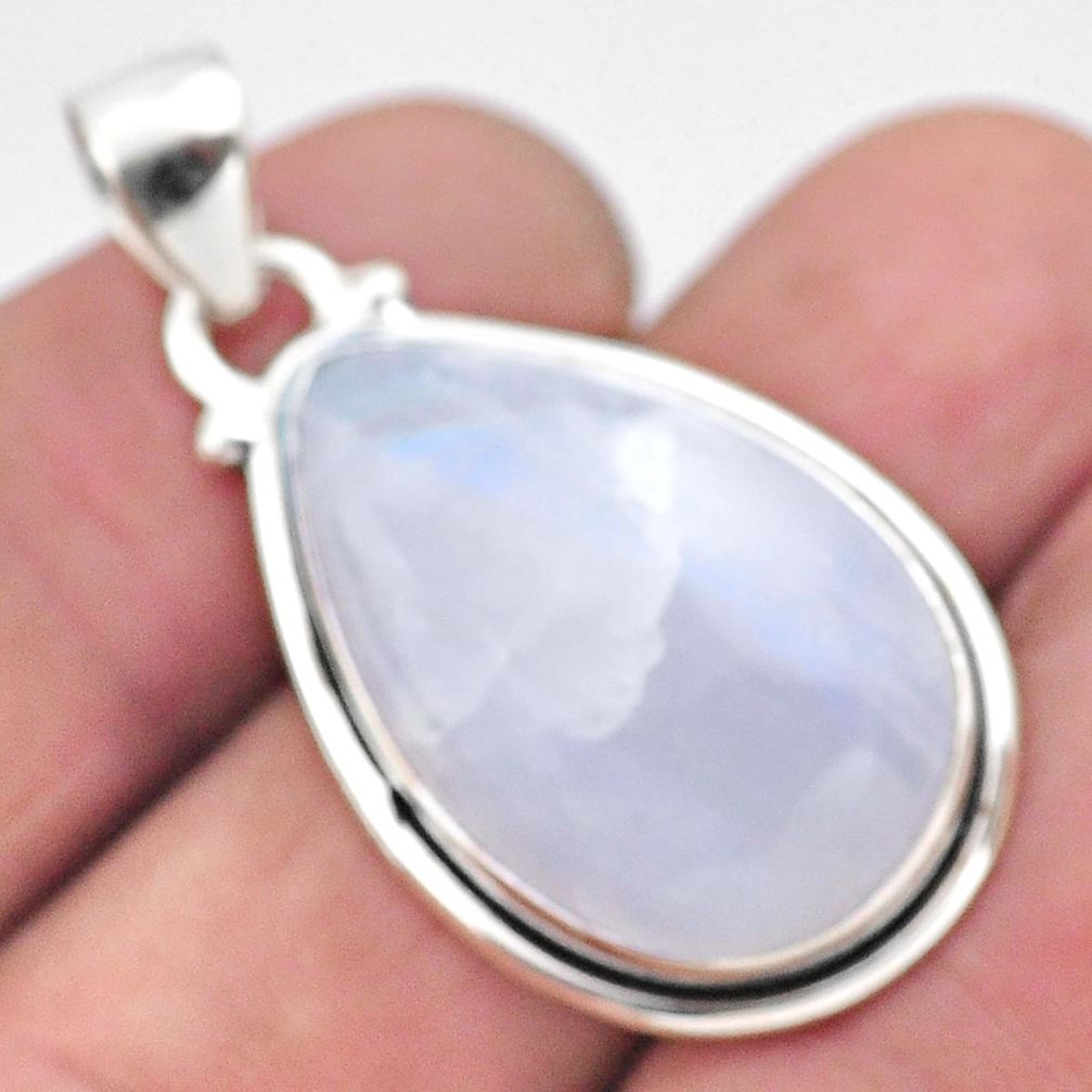 19.68cts natural rainbow moonstone 925 sterling silver pendant jewelry p86407