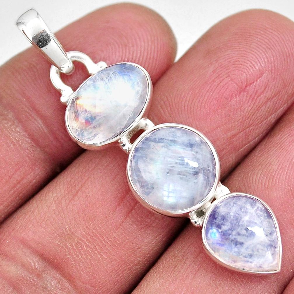 12.52cts natural rainbow moonstone 925 sterling silver pendant jewelry p92203
