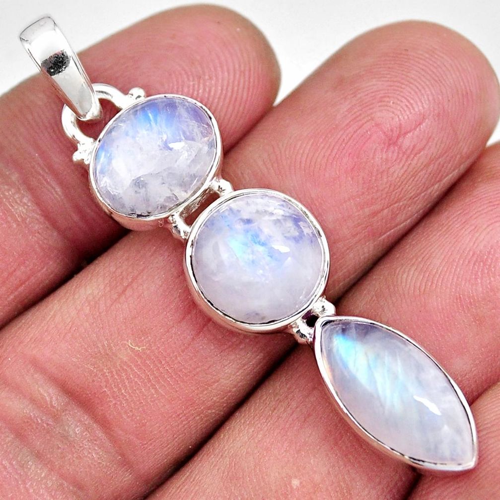 14.47cts natural rainbow moonstone 925 sterling silver pendant jewelry p92212