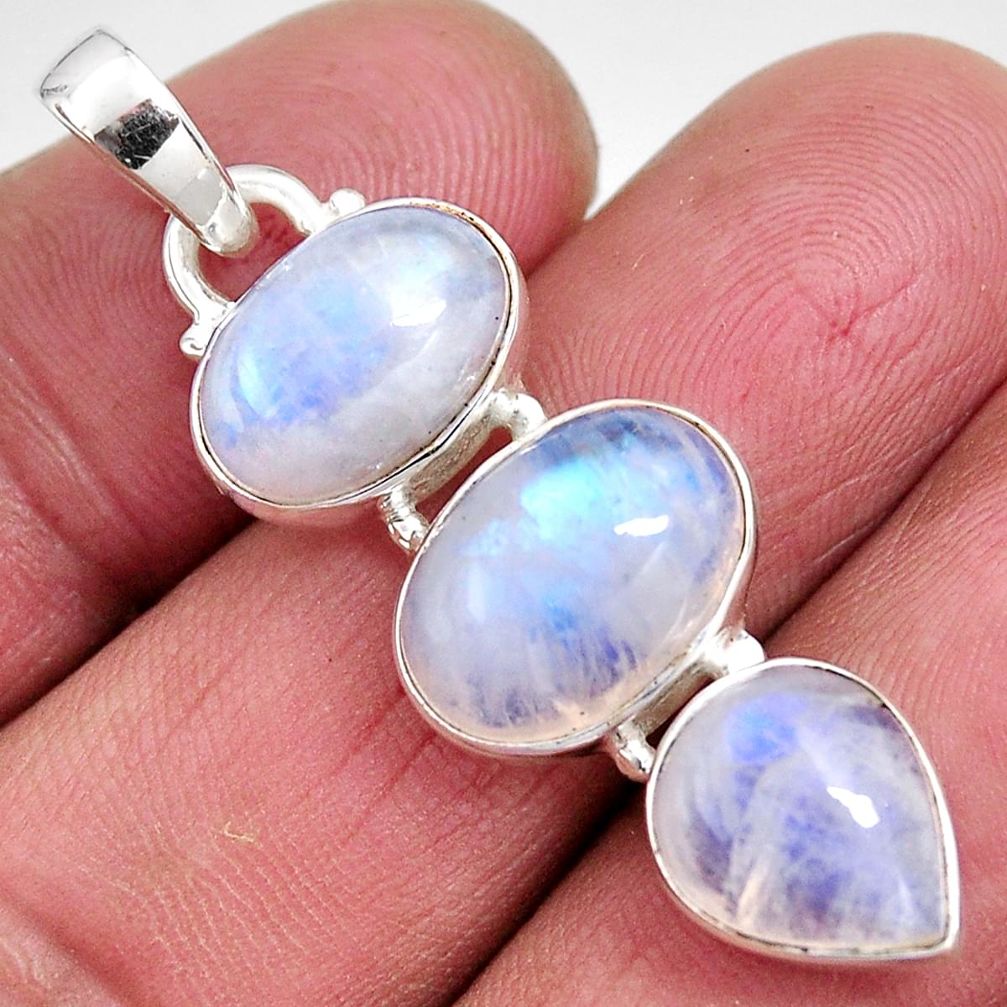 13.27cts natural rainbow moonstone 925 sterling silver pendant jewelry p92215