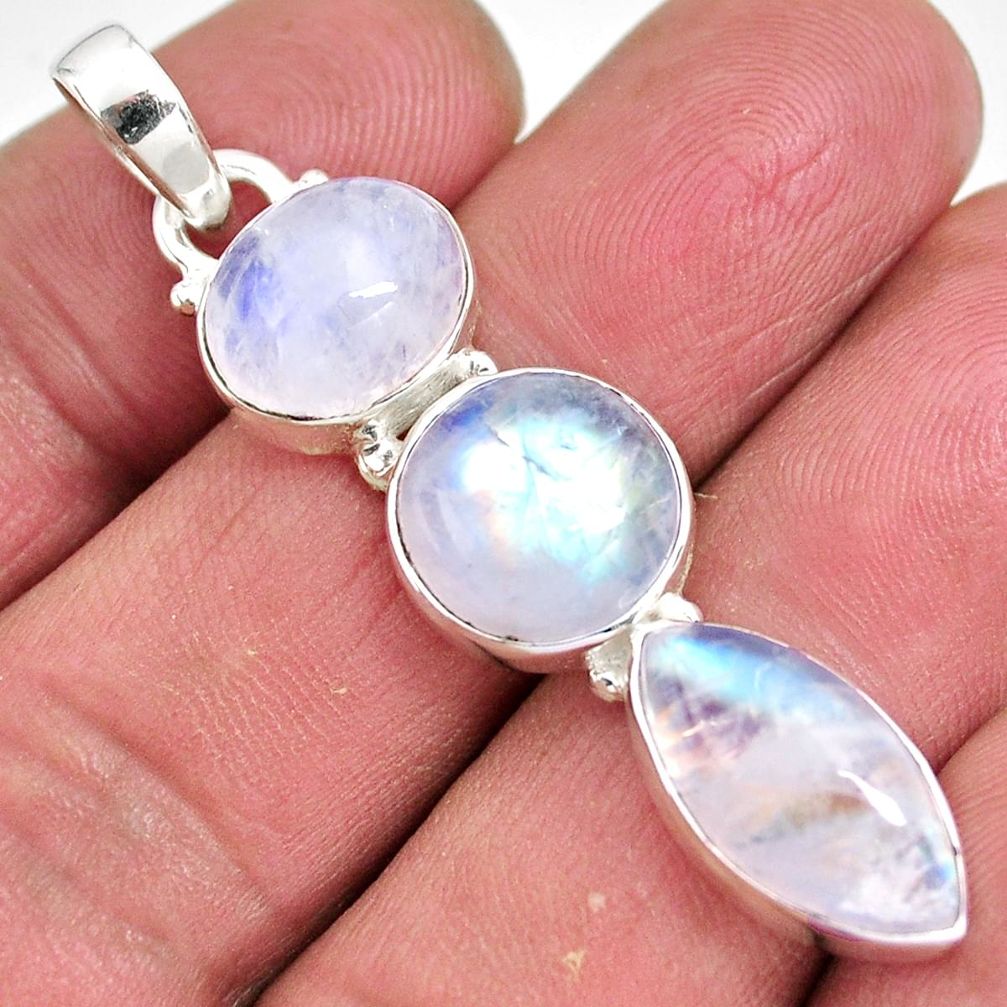 14.90cts natural rainbow moonstone 925 sterling silver pendant jewelry p92223