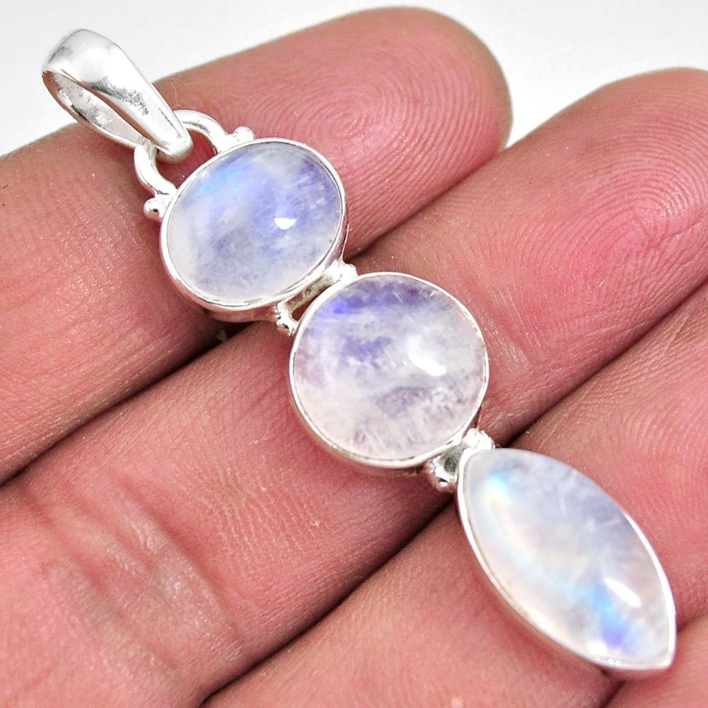 14.40cts natural rainbow moonstone 925 sterling silver pendant jewelry p92226