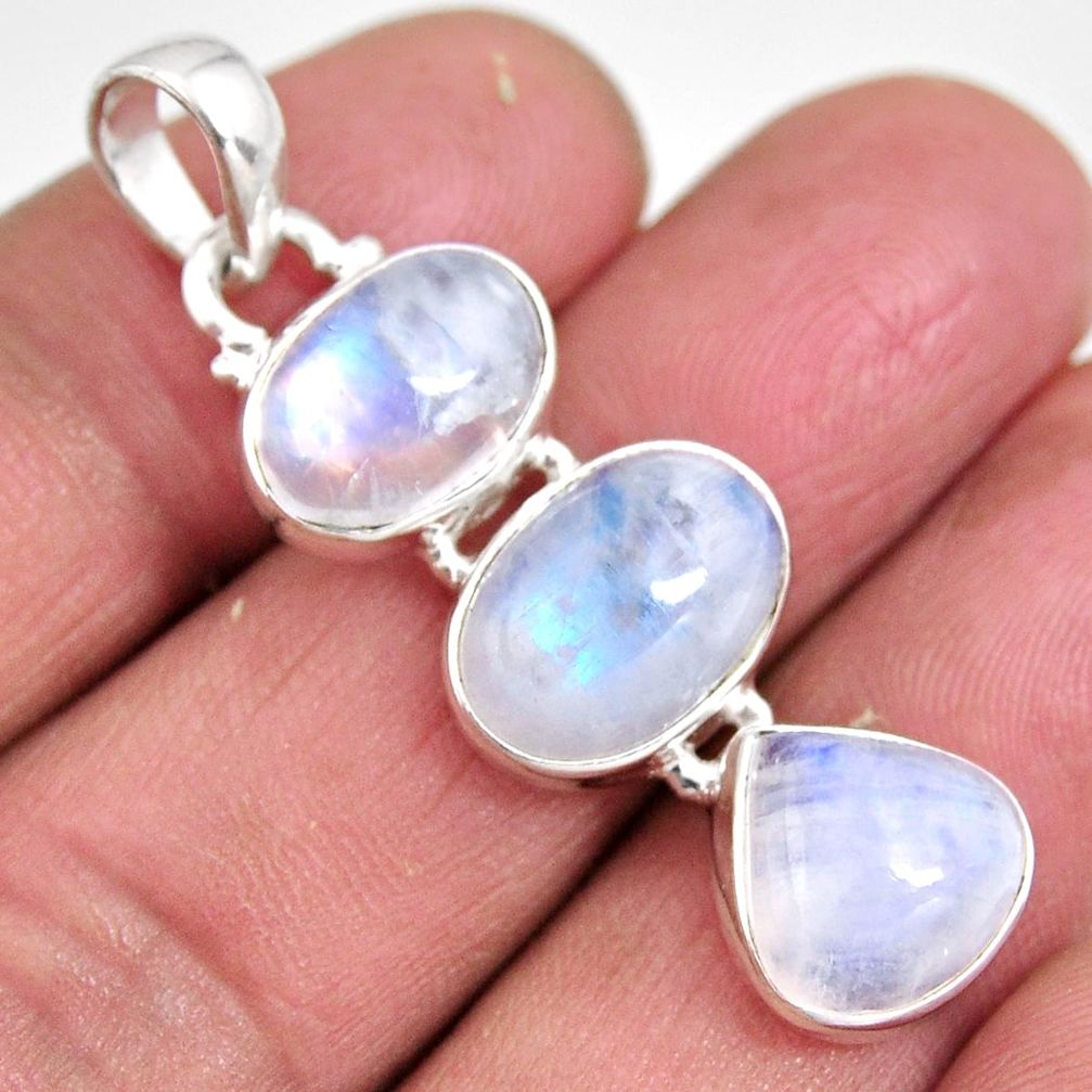 13.87cts natural rainbow moonstone 925 sterling silver pendant jewelry p92232