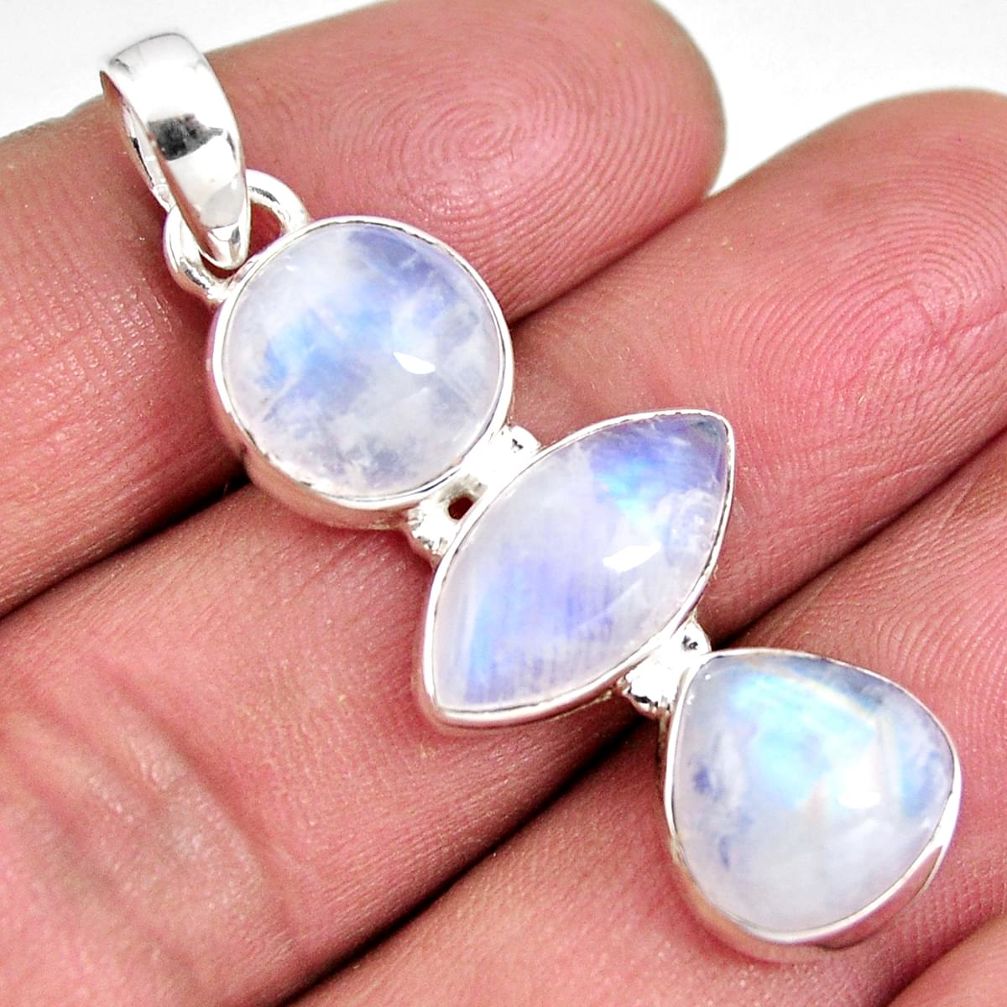 14.40cts natural rainbow moonstone 925 sterling silver pendant jewelry p92236