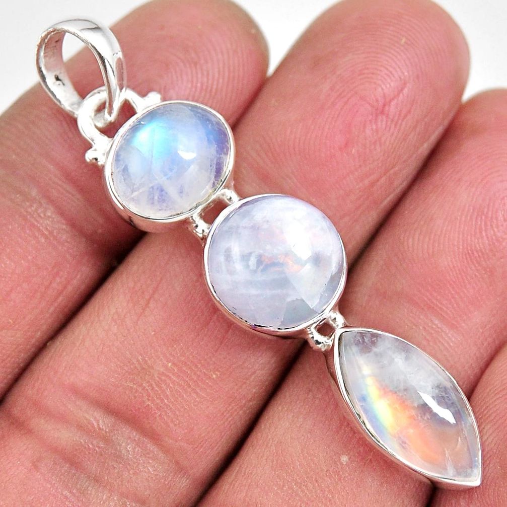 14.40cts natural rainbow moonstone 925 sterling silver pendant jewelry p92237