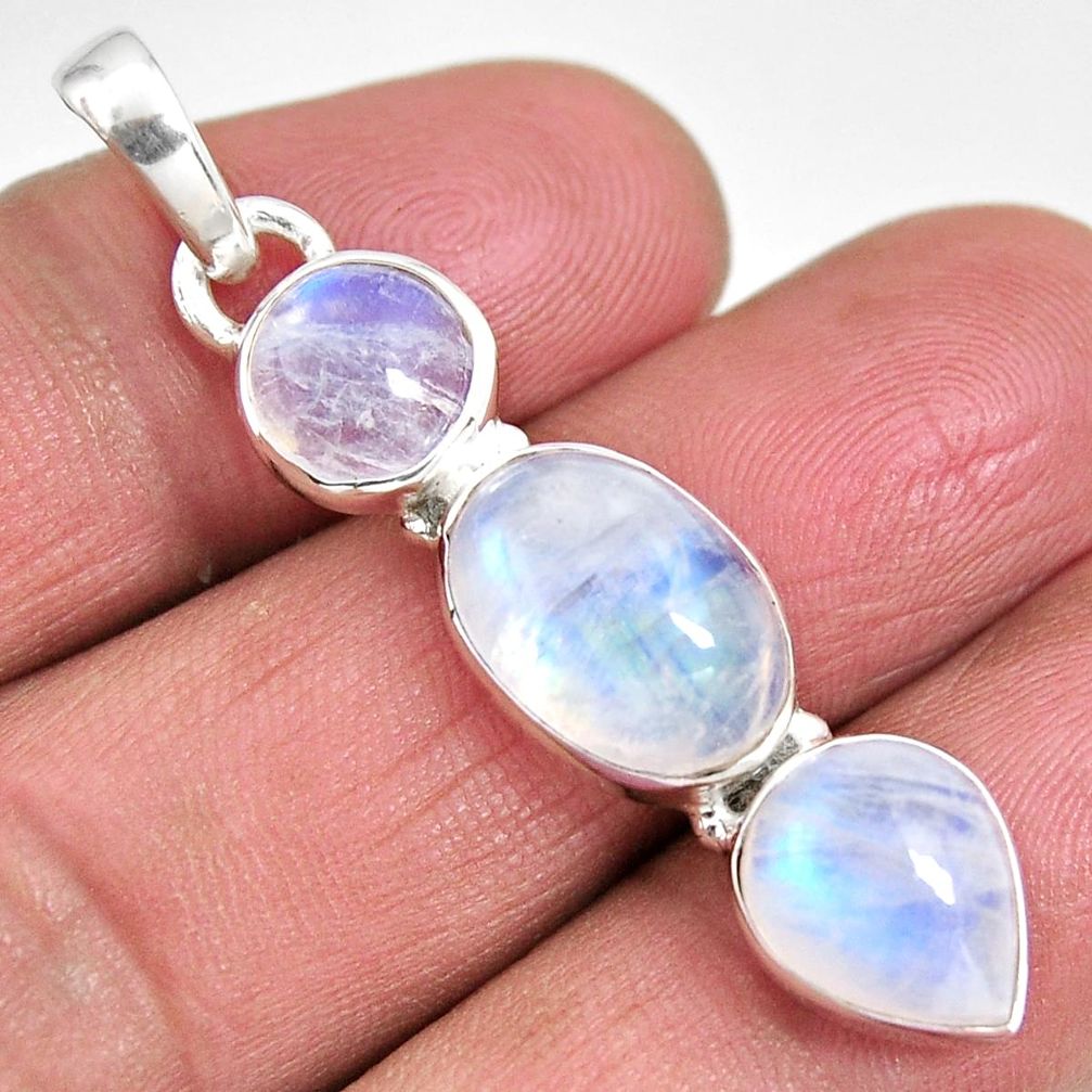 12.10cts natural rainbow moonstone 925 sterling silver pendant jewelry p92242