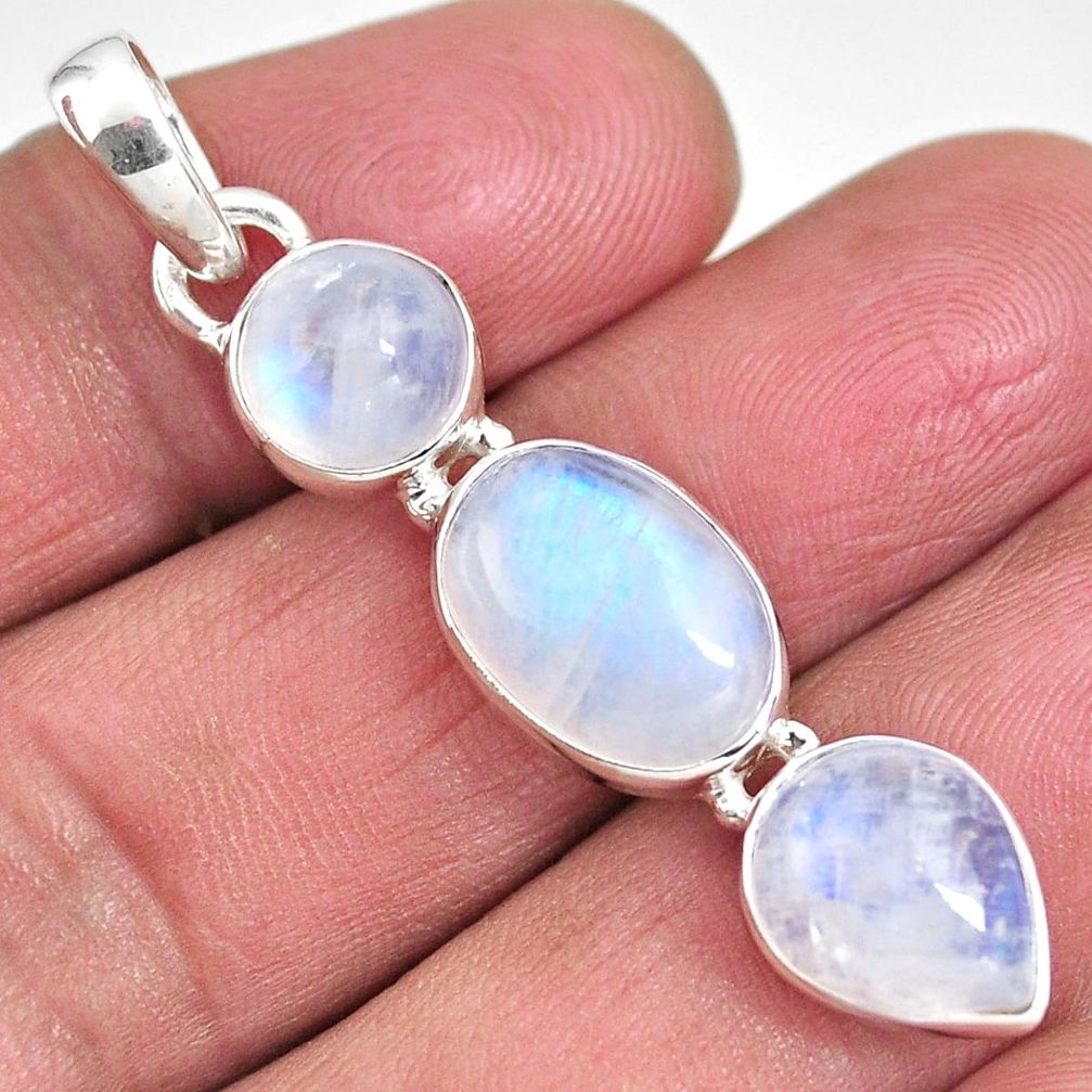 12.07cts natural rainbow moonstone 925 sterling silver pendant jewelry p92244