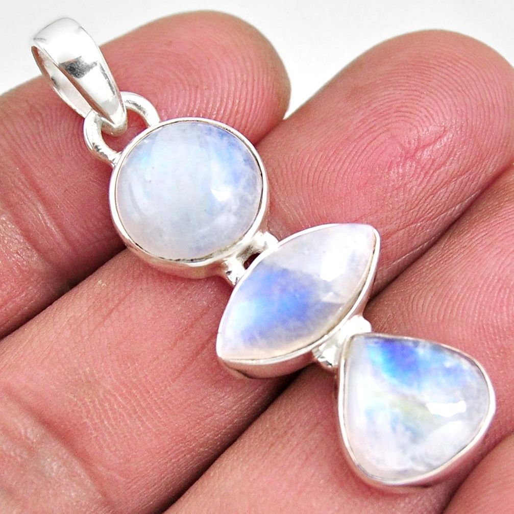 13.87cts natural rainbow moonstone 925 sterling silver pendant jewelry p92245