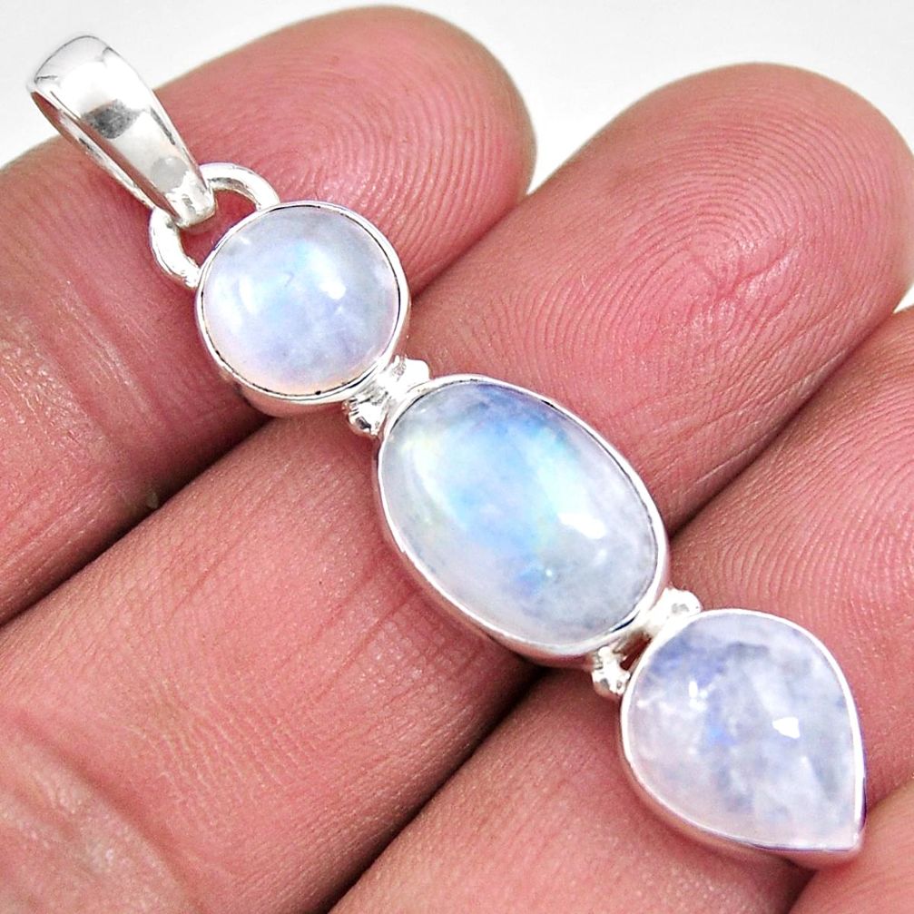 12.12cts natural rainbow moonstone 925 sterling silver pendant jewelry p92247