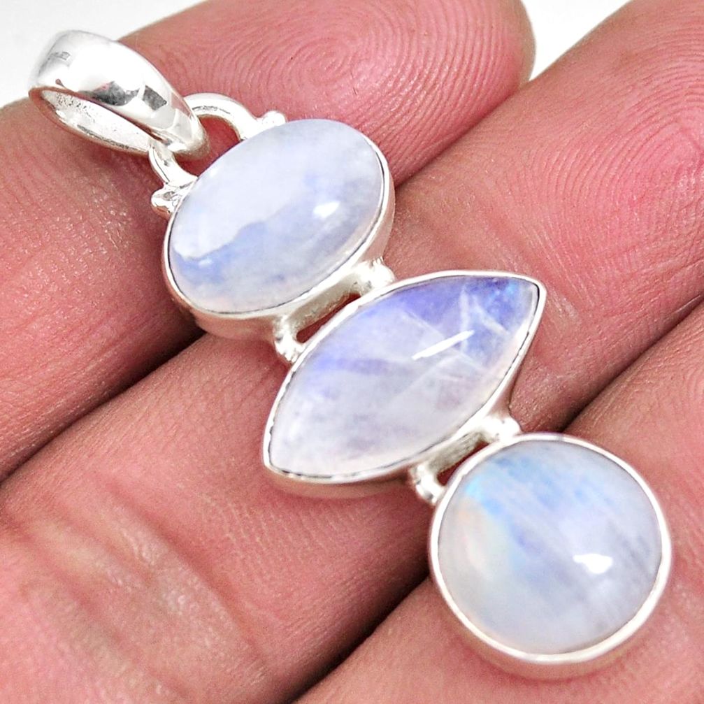 13.87cts natural rainbow moonstone 925 sterling silver pendant jewelry p92248