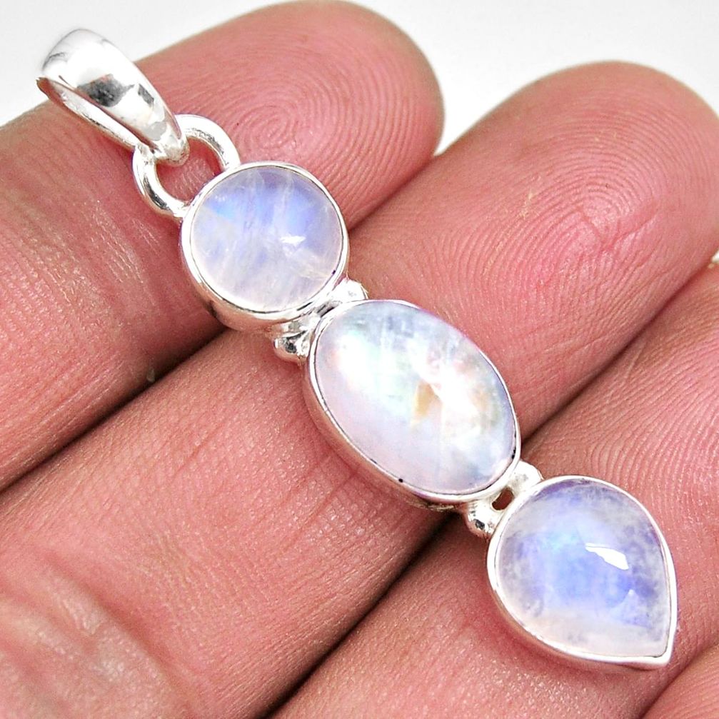 12.60cts natural rainbow moonstone 925 sterling silver pendant jewelry p92249