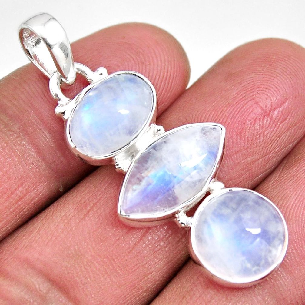 14.88cts natural rainbow moonstone 925 sterling silver pendant jewelry p92251