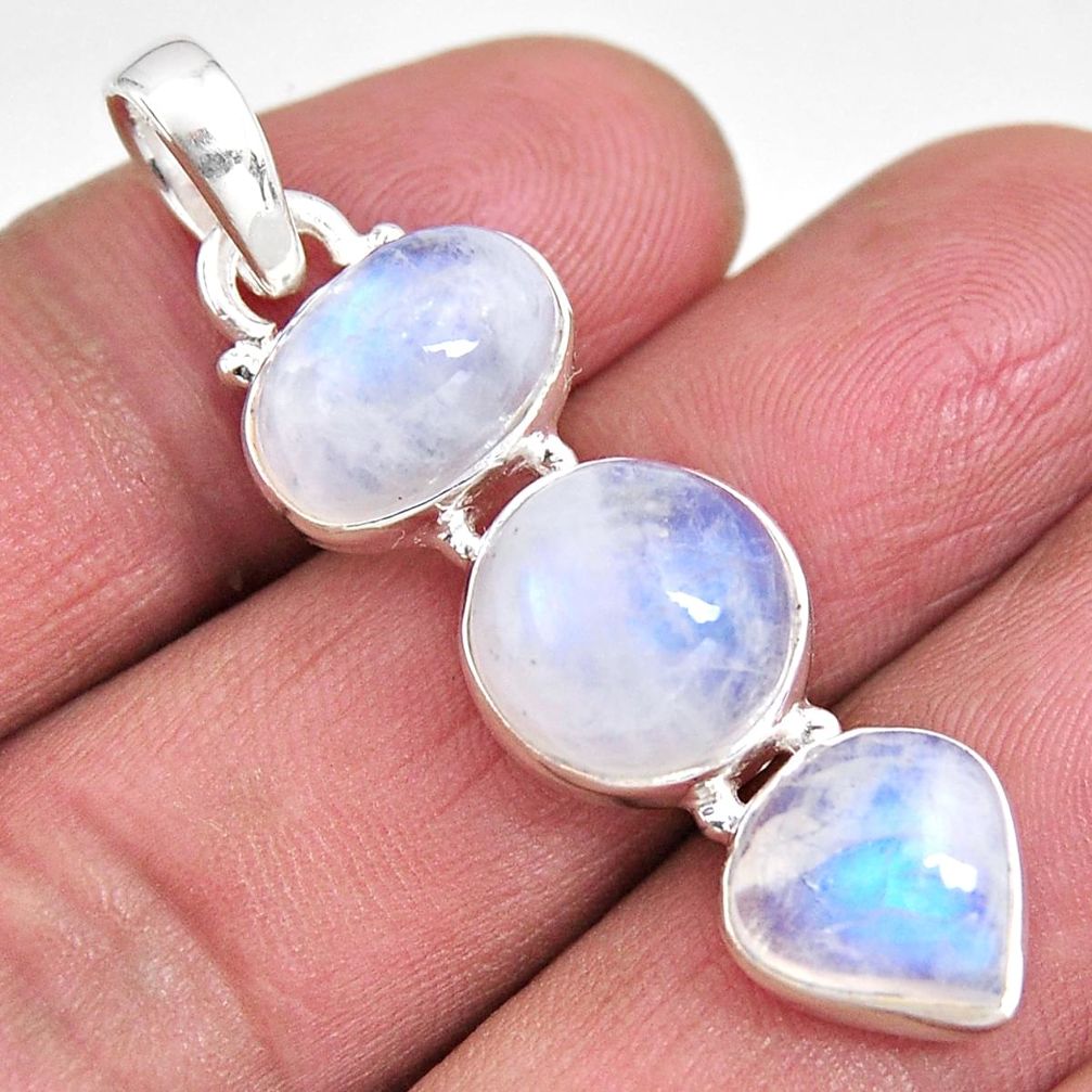 14.40cts natural rainbow moonstone 925 sterling silver pendant jewelry p92255