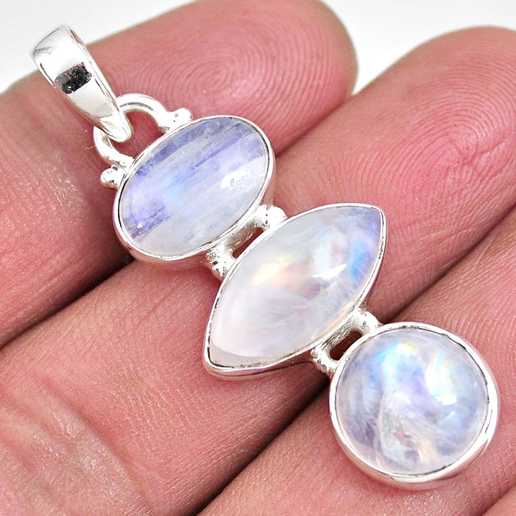14.40cts natural rainbow moonstone 925 sterling silver pendant jewelry p92256