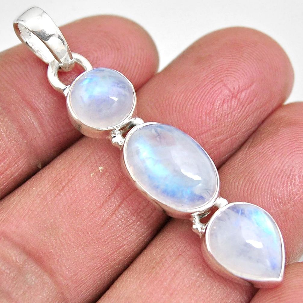11.57cts natural rainbow moonstone 925 sterling silver pendant jewelry p92258