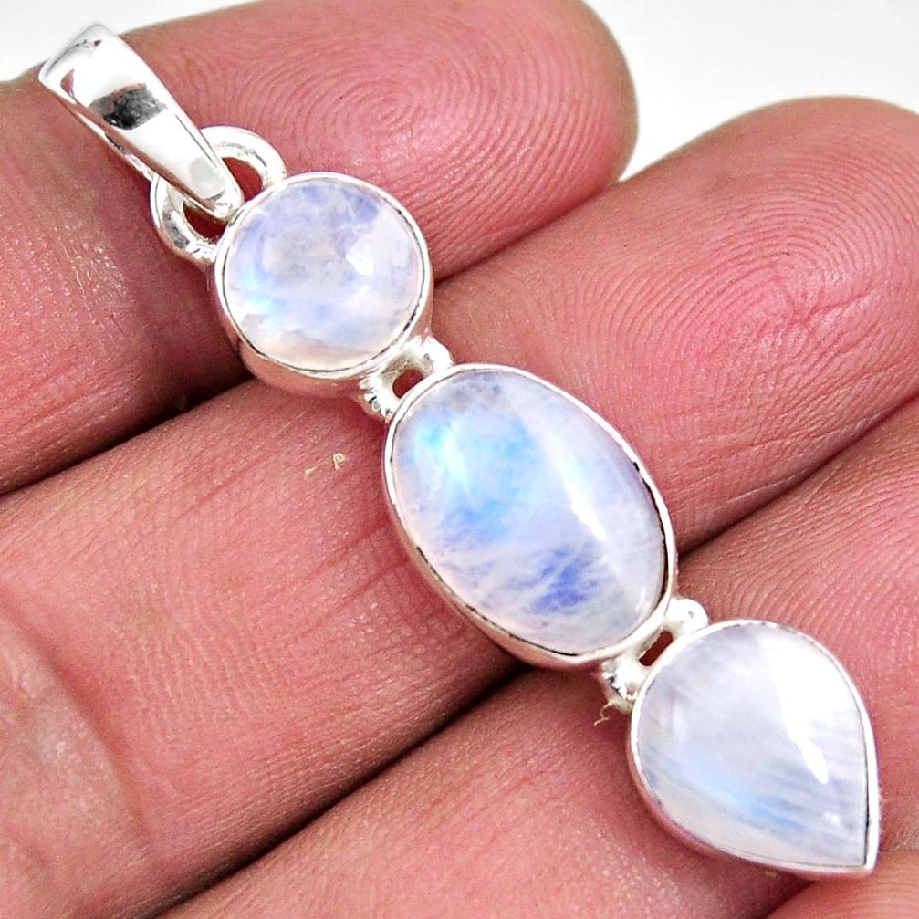 12.60cts natural rainbow moonstone 925 sterling silver pendant jewelry p92259