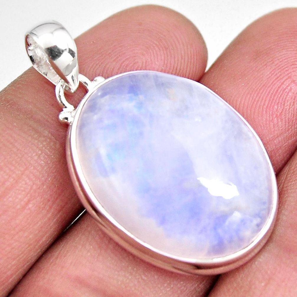 24.35cts natural rainbow moonstone 925 sterling silver pendant jewelry p92421