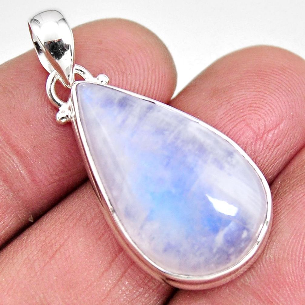 18.15cts natural rainbow moonstone 925 sterling silver pendant jewelry p92422