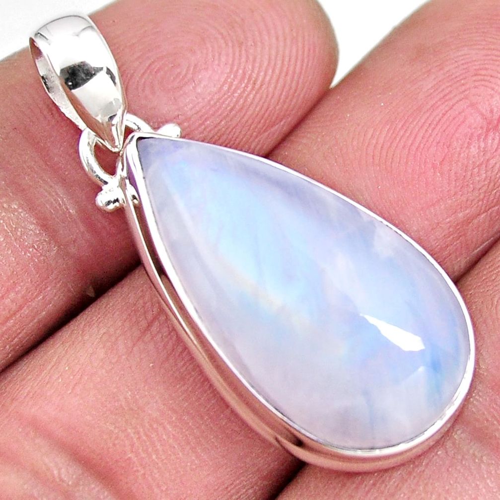 16.20cts natural rainbow moonstone 925 sterling silver pendant jewelry p92425