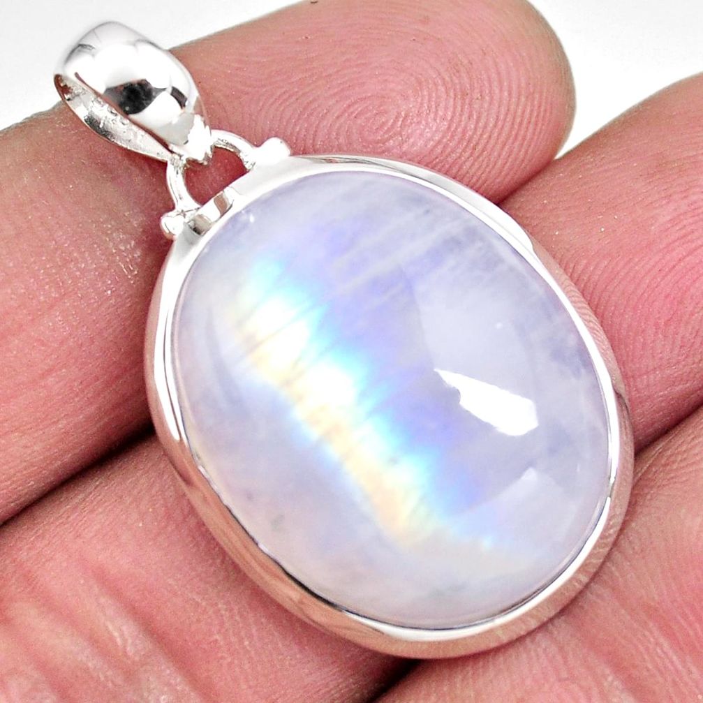 25.93cts natural rainbow moonstone 925 sterling silver pendant jewelry p92429