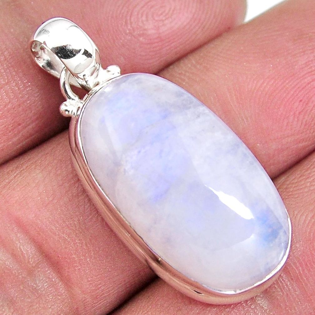 20.51cts natural rainbow moonstone 925 sterling silver pendant jewelry p92431