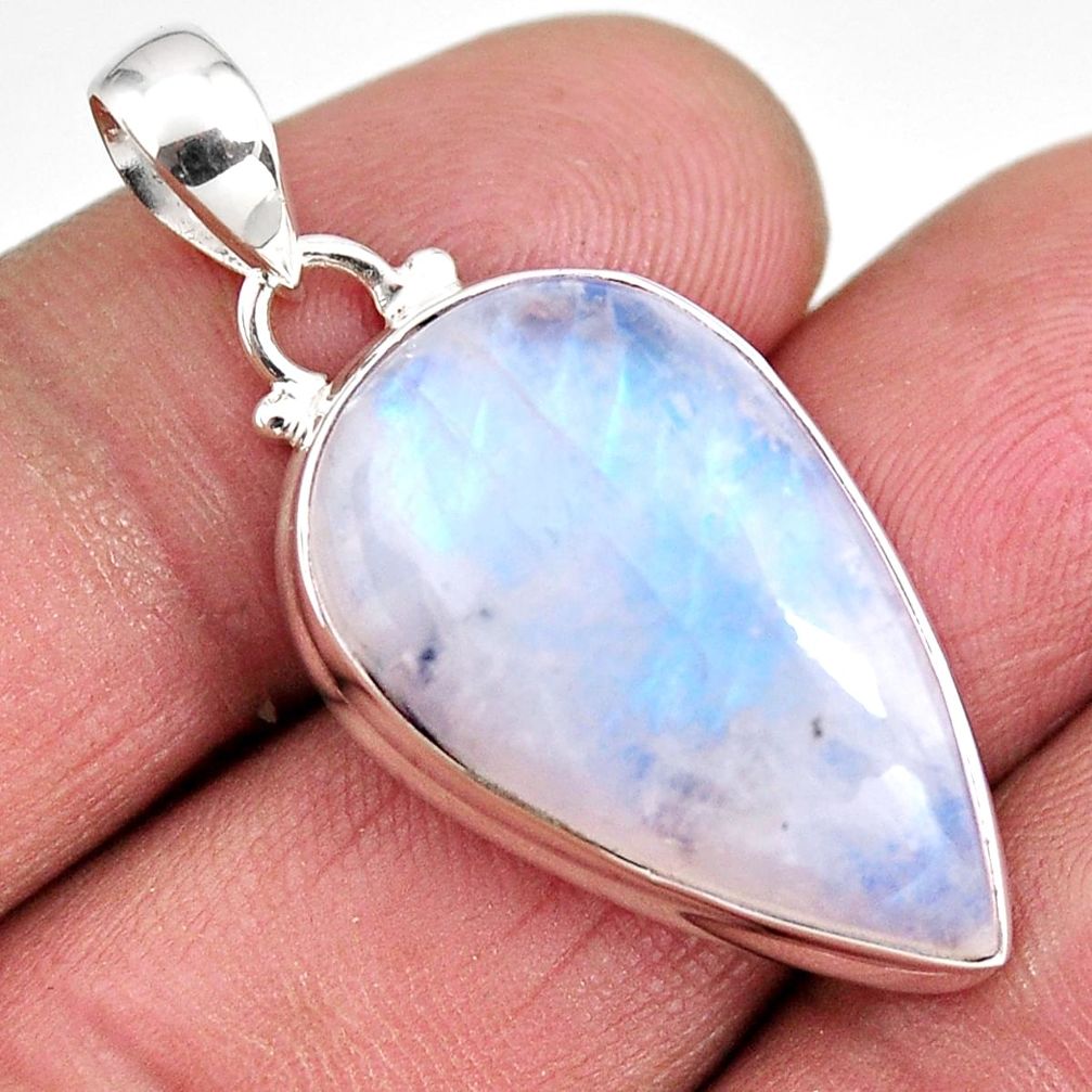 18.15cts natural rainbow moonstone 925 sterling silver pendant jewelry p92445