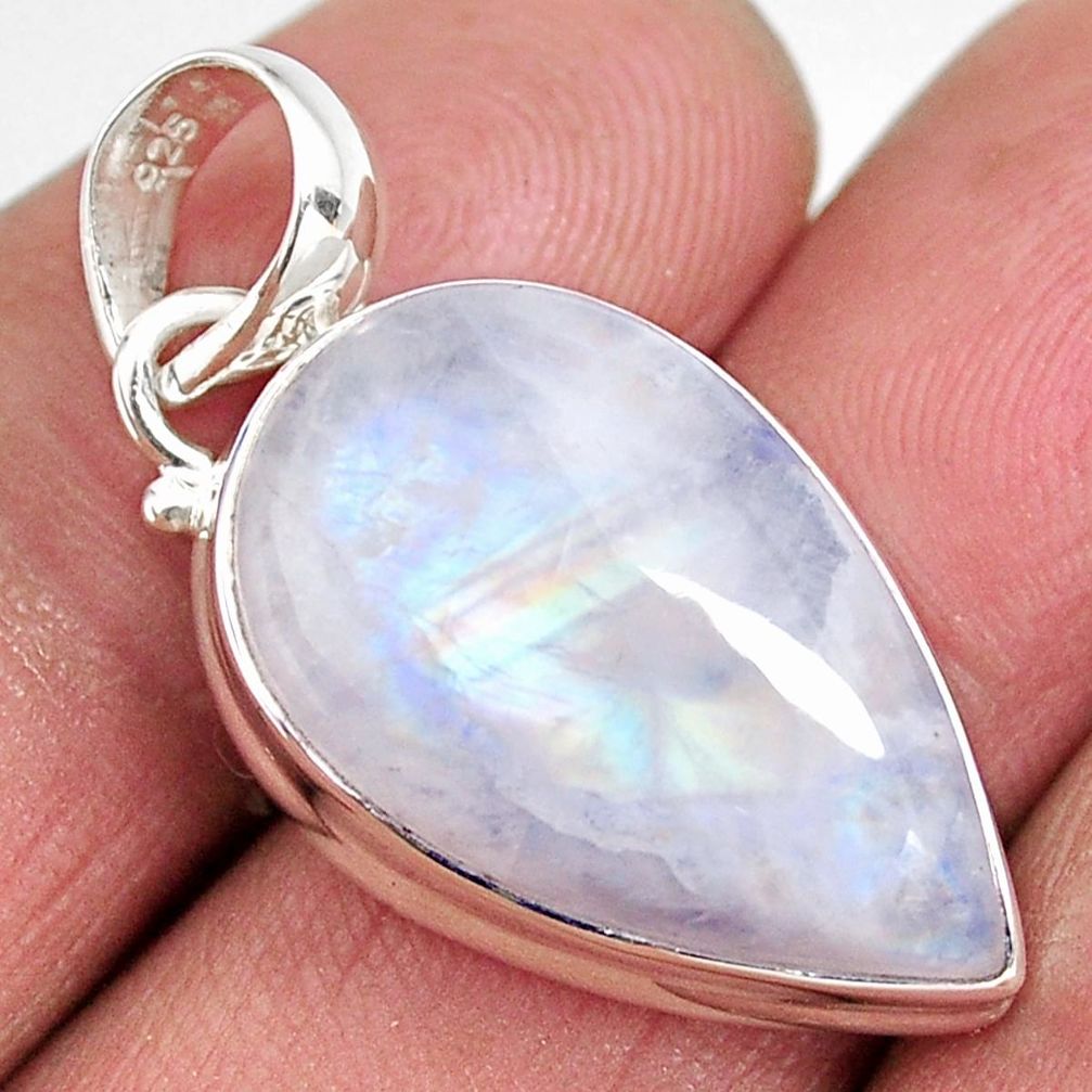 14.68cts natural rainbow moonstone 925 sterling silver pendant jewelry p92450