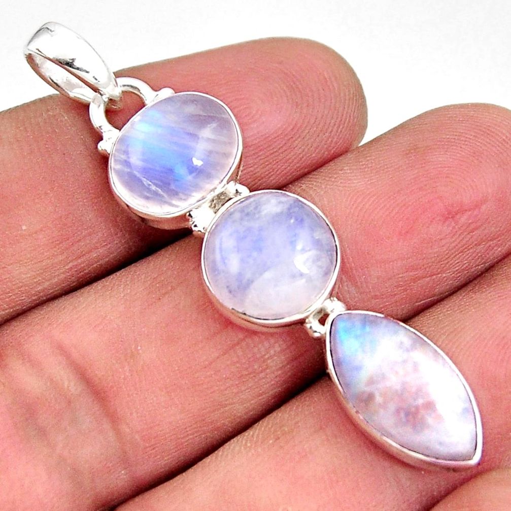 14.90cts natural rainbow moonstone 925 sterling silver pendant jewelry p92970