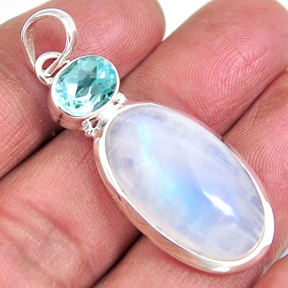 20.85cts natural rainbow moonstone topaz 925 sterling silver pendant p92461