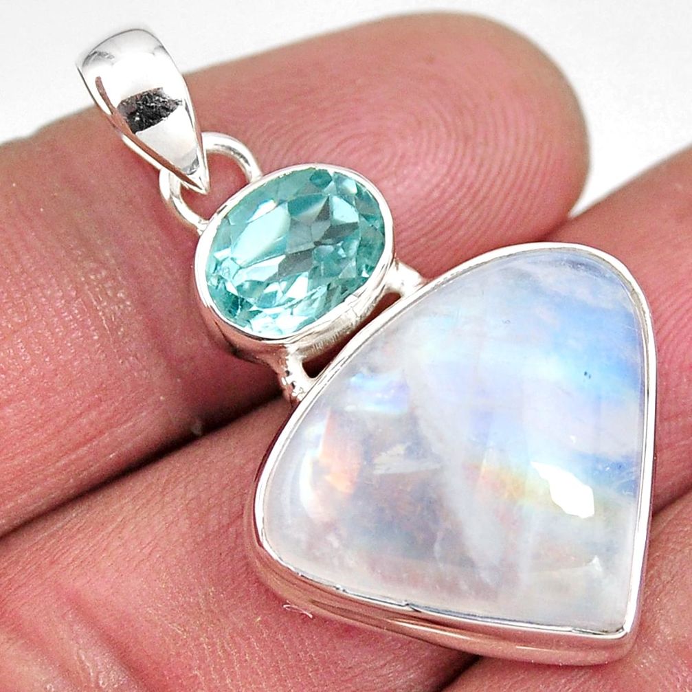 20.85cts natural rainbow moonstone topaz 925 sterling silver pendant p92467