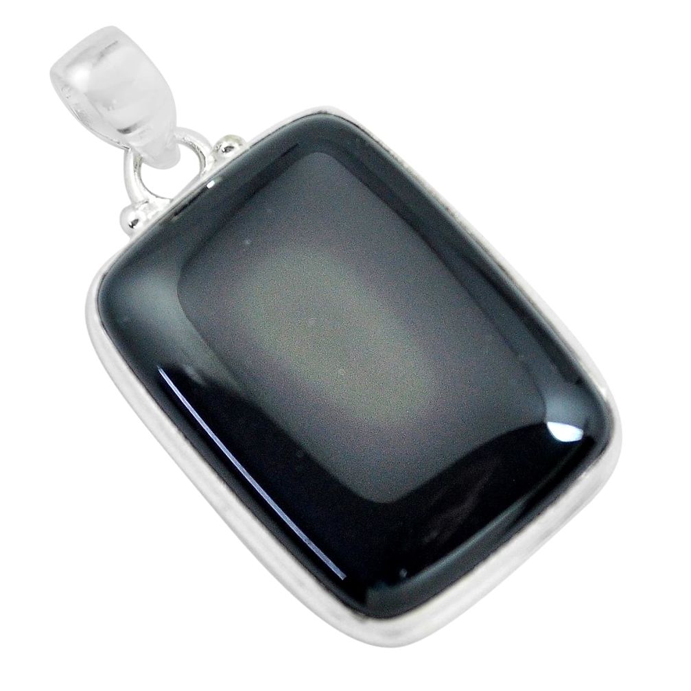 31.98cts natural rainbow obsidian eye 925 sterling silver pendant jewelry p64746