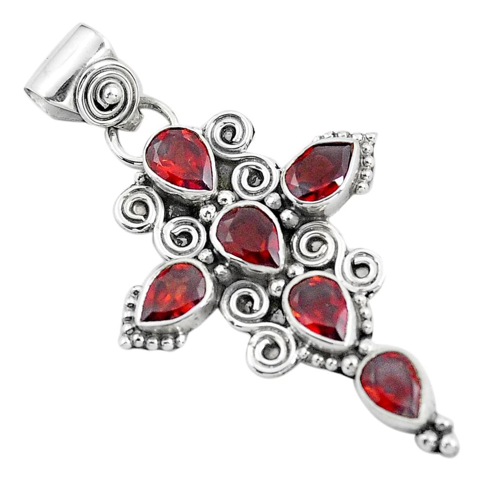 5.80cts natural red garnet 925 sterling silver holy cross pendant jewelry d31986