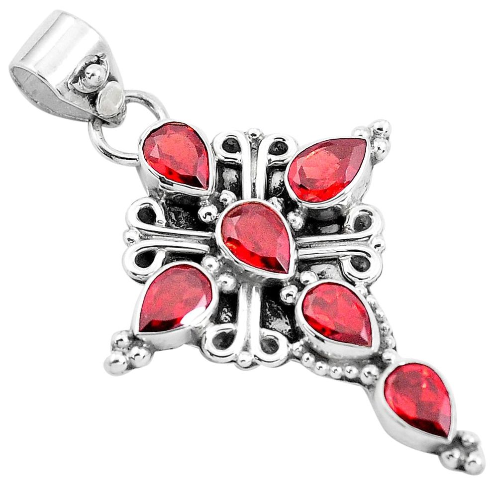 6.03cts natural red garnet 925 sterling silver holy cross pendant jewelry p36001