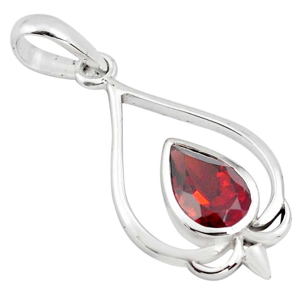 2.51cts natural red garnet 925 sterling silver pendant jewelry p82526