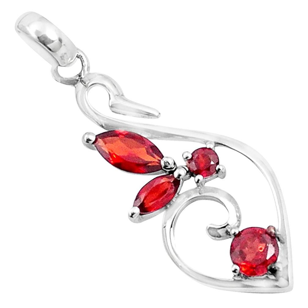 3.94cts natural red garnet 925 sterling silver pendant jewelry p83894