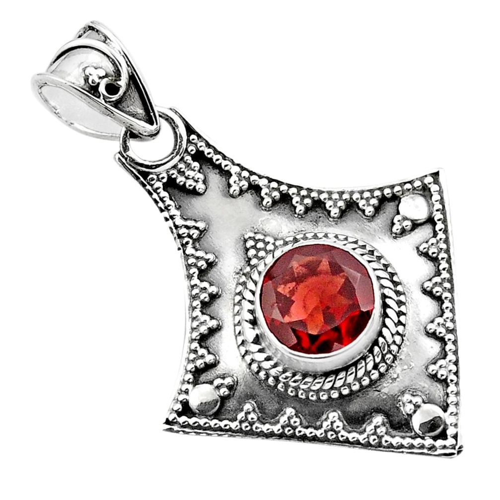 3.01cts natural red garnet 925 sterling silver pendant jewelry p86341