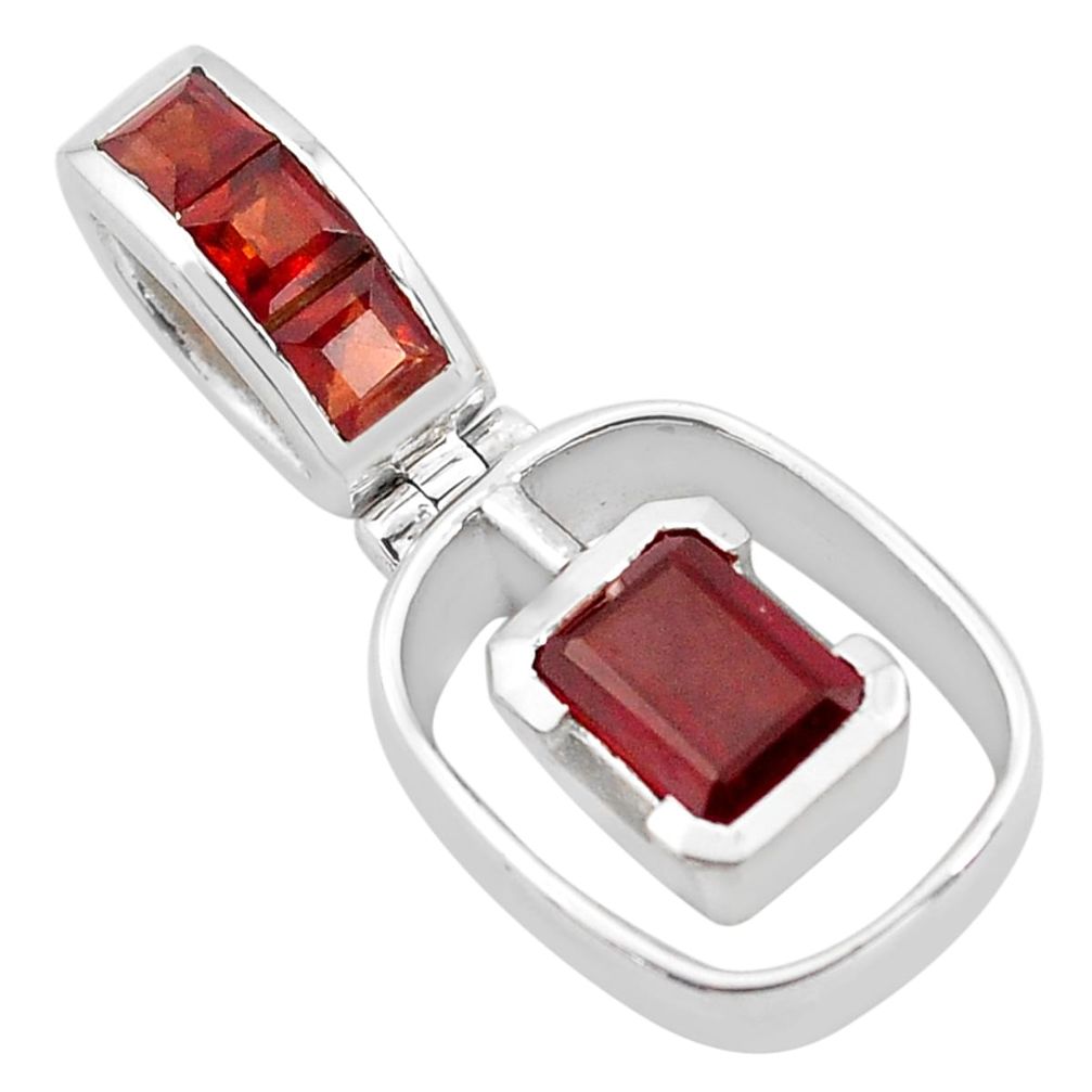 2.98cts natural red garnet octagan 925 sterling silver pendant jewelry p83753