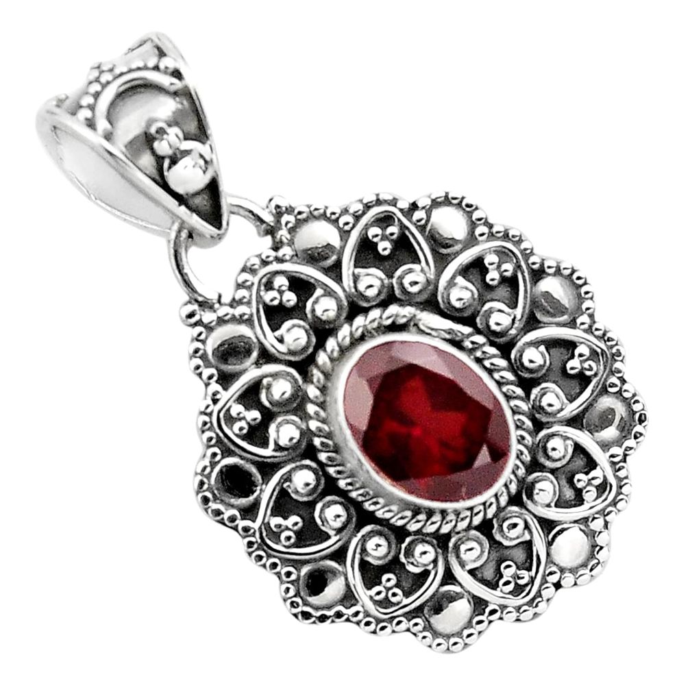2.24cts natural red garnet oval 925 sterling silver pendant jewelry p86307